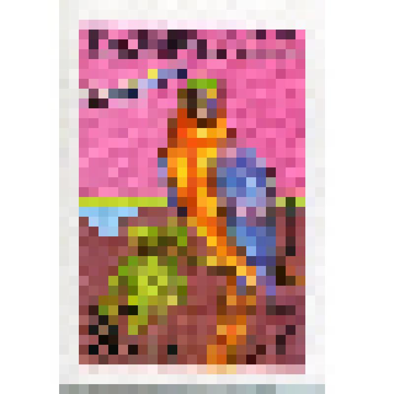 Марка почтовая. Животные авиатранспортом. Попугай Ара (Ara macao). Номинал 3 риала