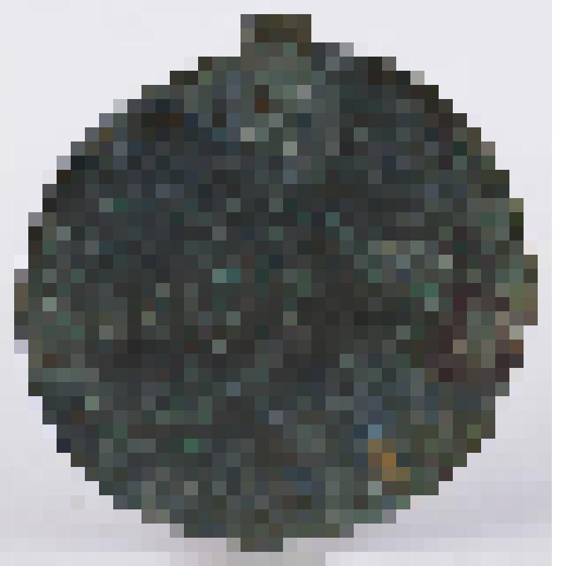 Подвеска в виде тонкой округлой пластинки, с пластинчатой же петелькой, прикрепленной к ее краю заклепкой