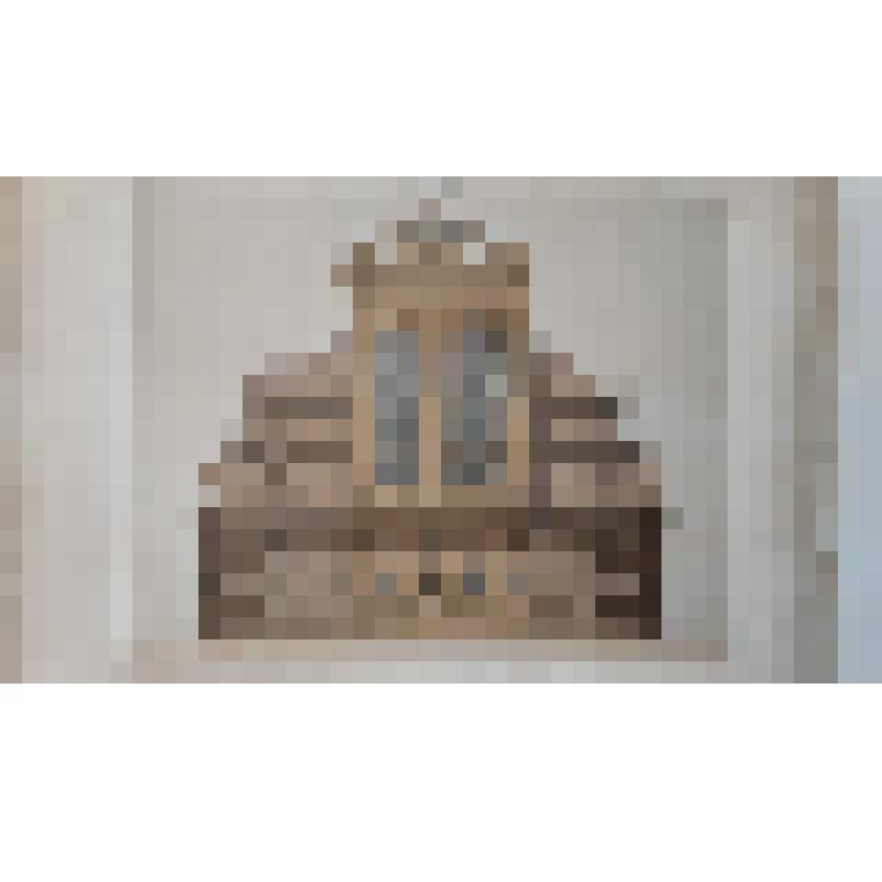 из издания "Albume de l'exposition universelle de 1855. Ameublement" Вып. 3. Париж. Буфет для столовой с разорванным фронтоном, волютами, вверху вазон, нижняя часть украшена масками зверей и орнаментами в духе ренссанса. лист № 15