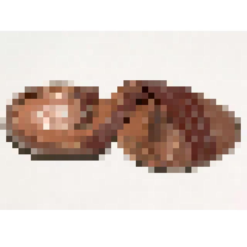 Туфля женская коричневая на толстом каблуке, с ремешком, вырезом на носке, левая