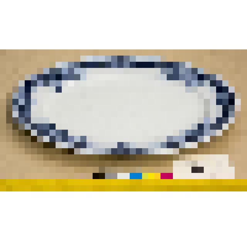 Блюдо овальное фаянсовое белое со смешанным орнаментом синего цвета, из столового сервиза "Lima"