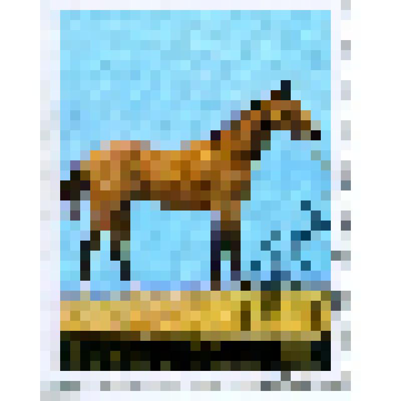 Марка почтовая. Животные. Лошадь домашняя (Equus ferus caballus). Номинал 10 северо-корейских чон