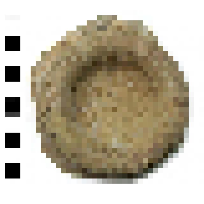 Чаши круговой красноглиняной с черно-зеленой поливой по черепку - дна на кольцевом поддоне с придонной частью тулова фрагмент