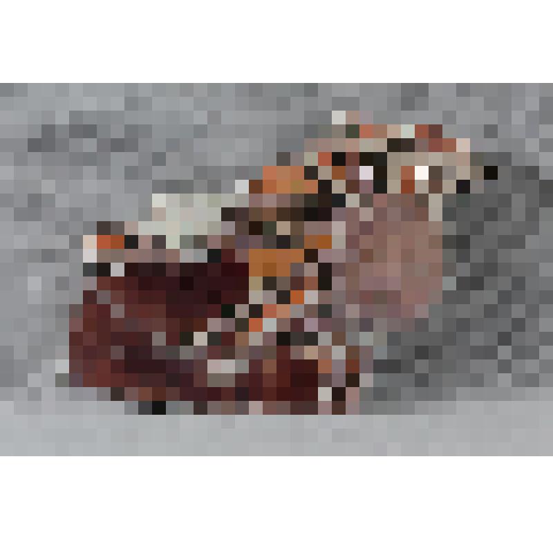 Изразец неправильной формы рельефный полихромный (левая часть панно) с изображением фрагмента солнца с лучами; цвета: красно-коричневый, оранжевый, светло-терракотовый.
Камин керамический, разноцветный, по рис. худ. Врубеля на тему "Микула Селянинович и В