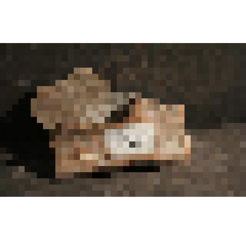 Изразец облицовочный рельефный полихромный. Правая нижняя часть композиции  «Попугай и фрукты». Фрагмент