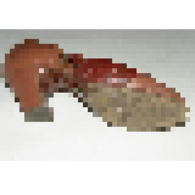 Туфля женская коричневая на толстом каблуке, с ремешком, вырезом на носке, правая