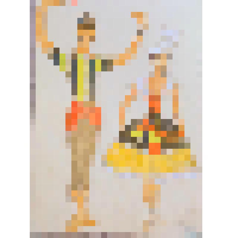 Эскиз костюмов. Мужской и женские персонажи. "Золотой ключик". Москва, Московский академический музыкальный театр им. К.С. Станиславского и В.И. Немировича-Данченко