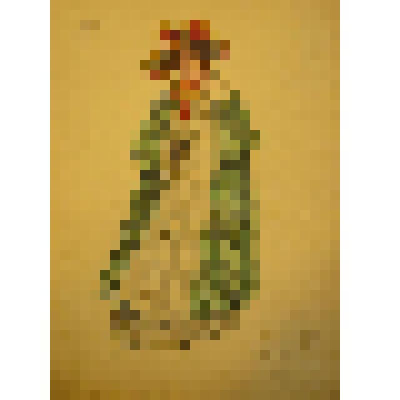 Эскиз женского костюма. Барышня в зелёном плаще. "Пиковая дама" (Режиссёр И.Н. Просторов. Постановка 1934 г.). Азербайджан, Баку. Государственный театр оперы и балета им. М.Ф. Ахундова