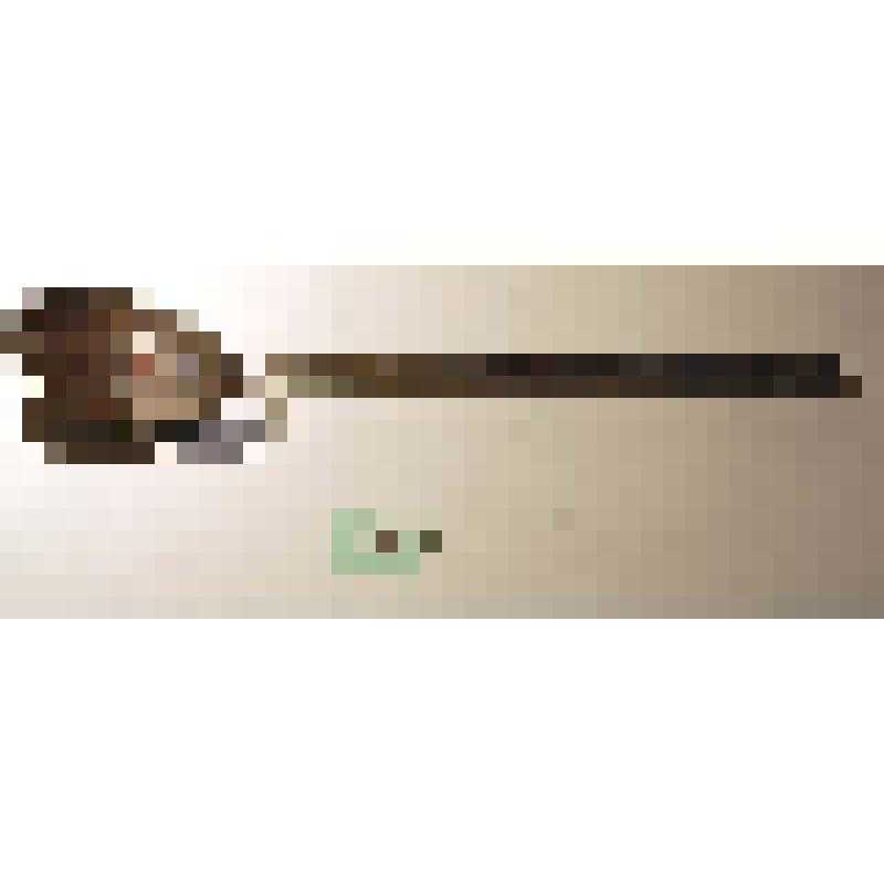 Ложка большая из кокосового ореха на длиной деревянной ручке, в серебряной оправе с гравировкой