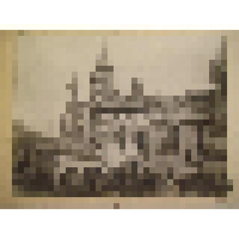 Церковь Троицы в Зубове. Ул. Пречистенка д. 31. 1652 г. кол. кон. XVII в., трап.-1849 г. Разобрана в 1932 г. г. Москва. Церковь Троицы в Зубове. Главный объем храма и часть трапезной. Вид с северо-востока (от угла Померанцева пер.)