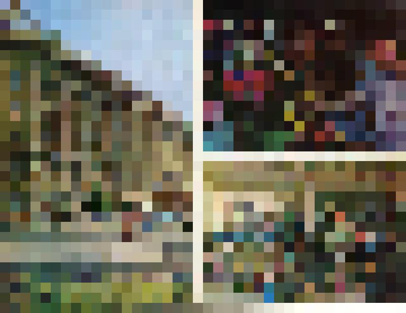 Открытка. Волгоград. Центральный универмаг. На Центральном рынке. Советские воины на площади Павших борцов перед зданием универмага. 1943 год. Из комплекта "Город-Герой Волгоград"