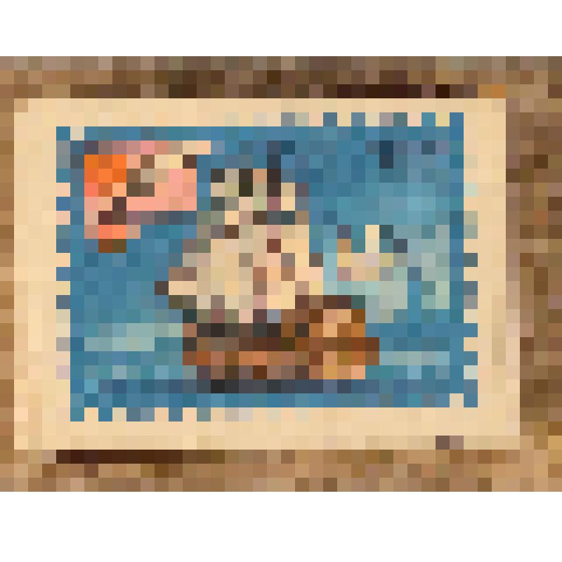 Коробок спичечный сувенирный "Пакетбот XVIII в." из набора спичек сувенирного "Из истории Отечественной почты". 1989 г