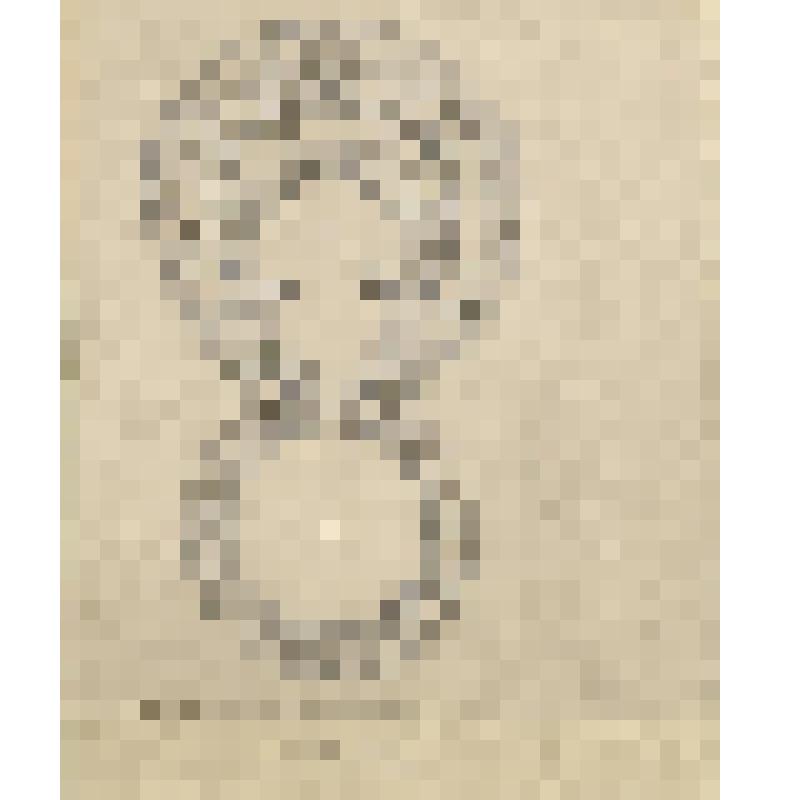 Зарисовка дагестанского орнамента на железном дверном кольце. Из альбома зарисовок «Дагестанские экспедиции Шиллинга 1939-1943 гг.» Часть 1. Чеканка и гравировка на медных кувшинах в селении Гоцатль. Орнамент на железных дверных кольцах в селении Хунзах