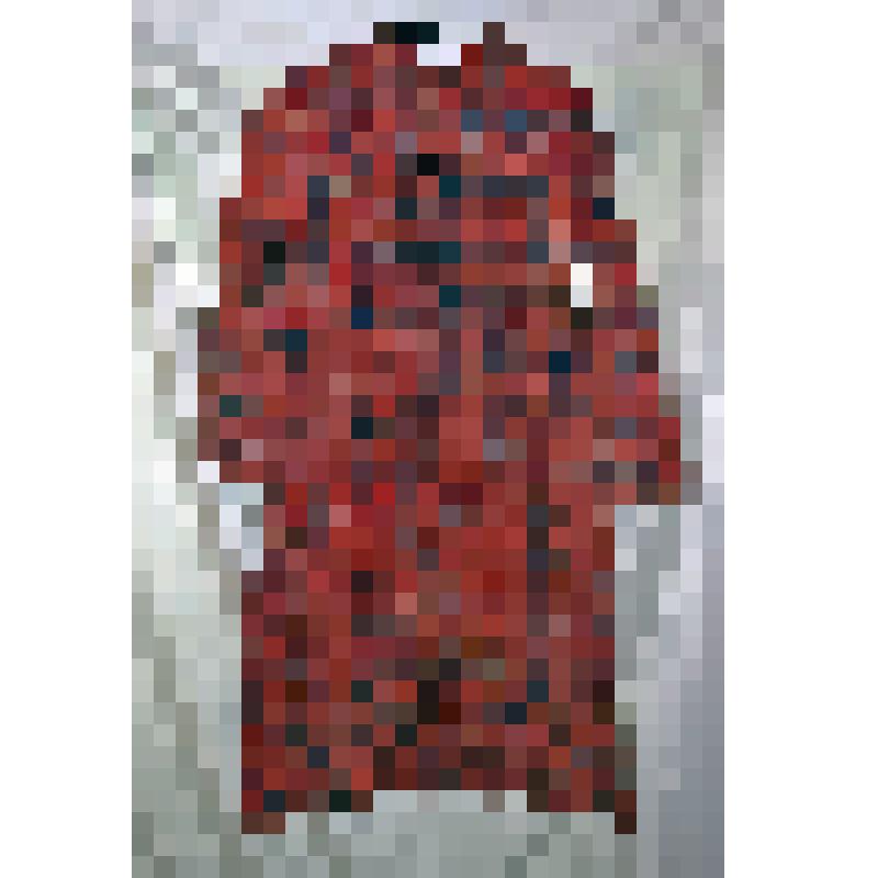 Платье из домотканой пестряди в крупную и среднюю красно-сине-белую клетку