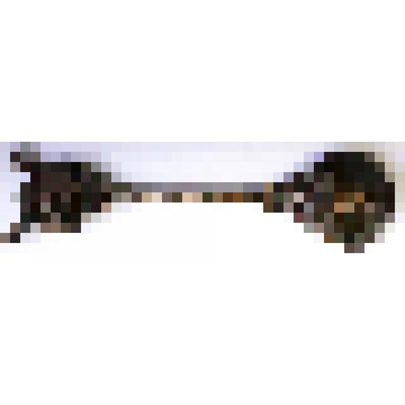 Ложка декоративная из металла цвета меди, чаша каплевидная с рельефным узором, черен витой, на конце черена украшение в виде цветка (тюльпан, лилия?), с пластмассовой вставкой красного цвета