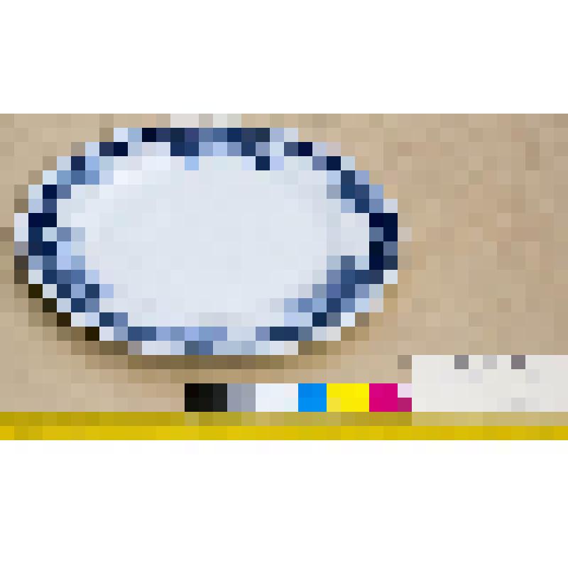 Тарелка десертная, фаянсовая, белая, со смешанным орнаментом синего цвета, из столового сервиза "Lima"