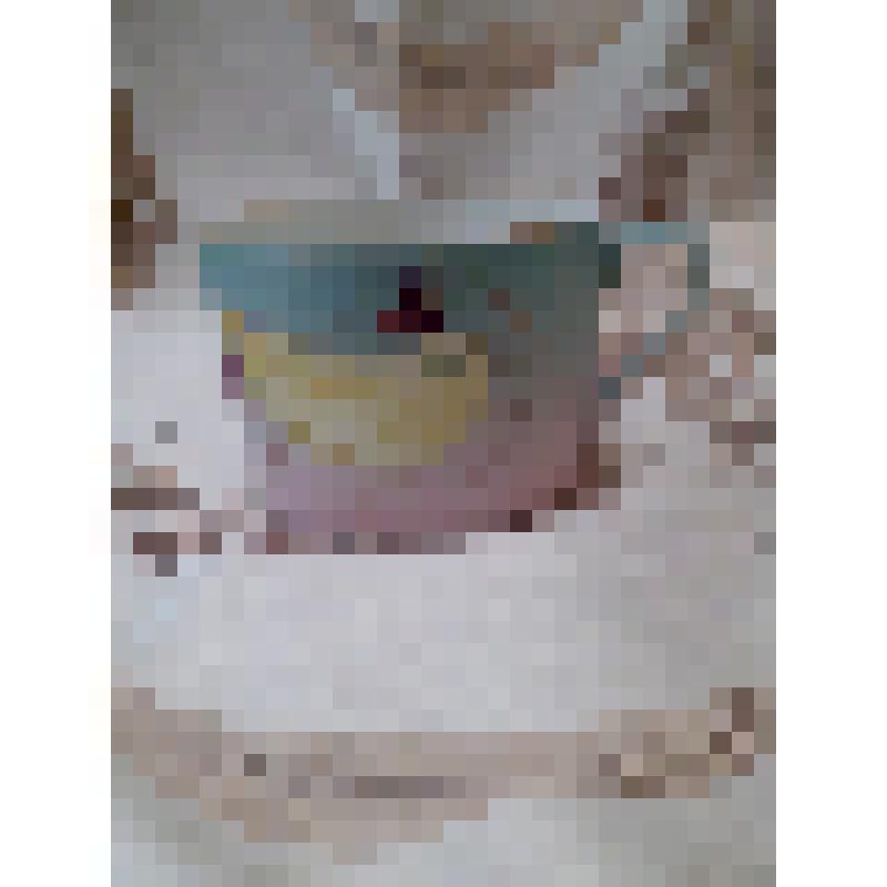 Чашка чайная. Верх тулова зелено-голубой, низ розовый, слева стилизованный лист с ягодами