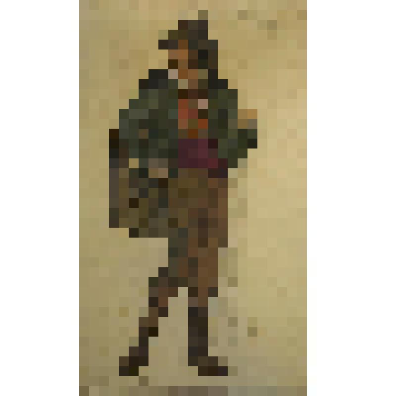 Эскиз мужского костюма. Разбойник с ружьём. "Разбойники" (Режиссёр Б. Вершилов, муз. В. Оранского, постановка 1923 г.). Москва, Вторая студия МХТ