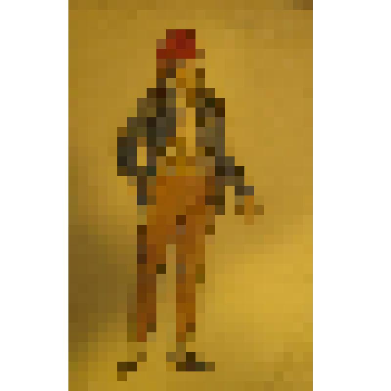 Эскиз мужского костюма. Ночной сторож. №21. "Дочь мадам Анго" (Режиссёр В.В. Лужский, худ. рук. Немирович-Данченко. Премьера 1920 г.). Москва, Музыкальная студия МХТ