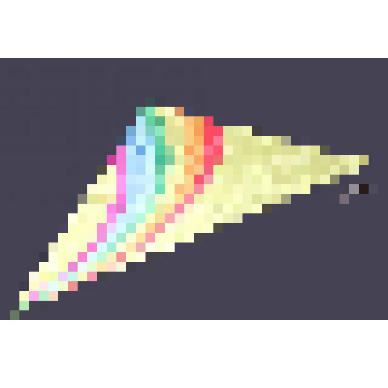 Одежда XIX-XX вв. Косынка желтого цвета, с левого острого угла к тупому углу размещен изобразительный элемент - радуга, состоящая из семи цветов