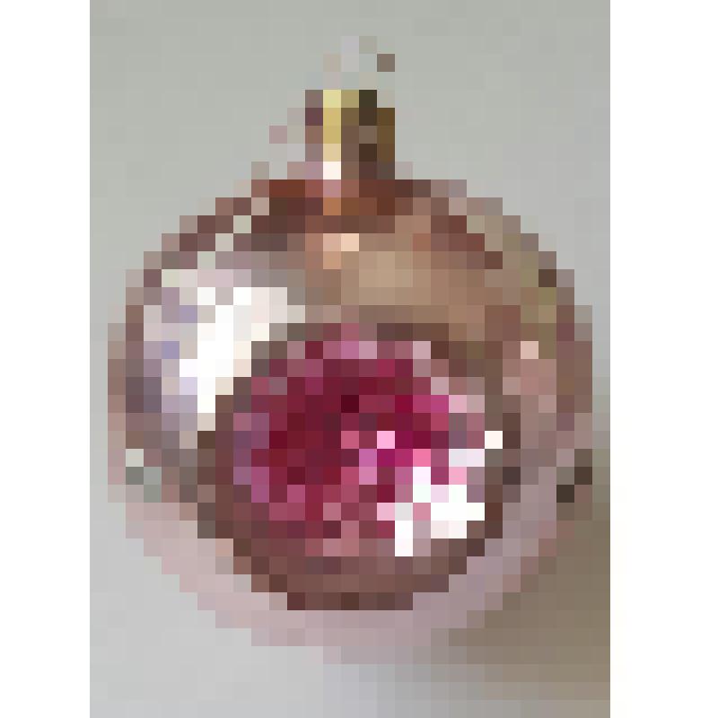 Игрушка ёлочная. Шар розовый с росписью и рефлекторами