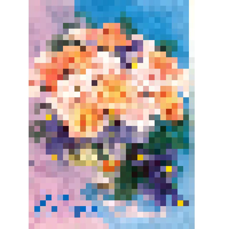 Открытка 8 марта, изображён букет из роз и других цветов в вазе