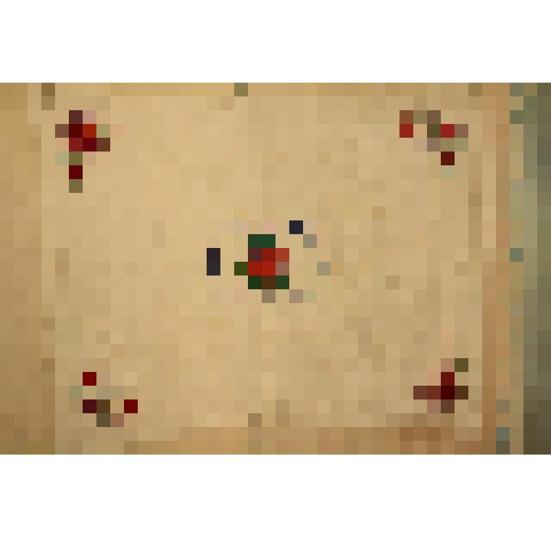 Скатерть из белой х/б ткани с вышивкой крестиком цветочного орнамента в центре и по углам