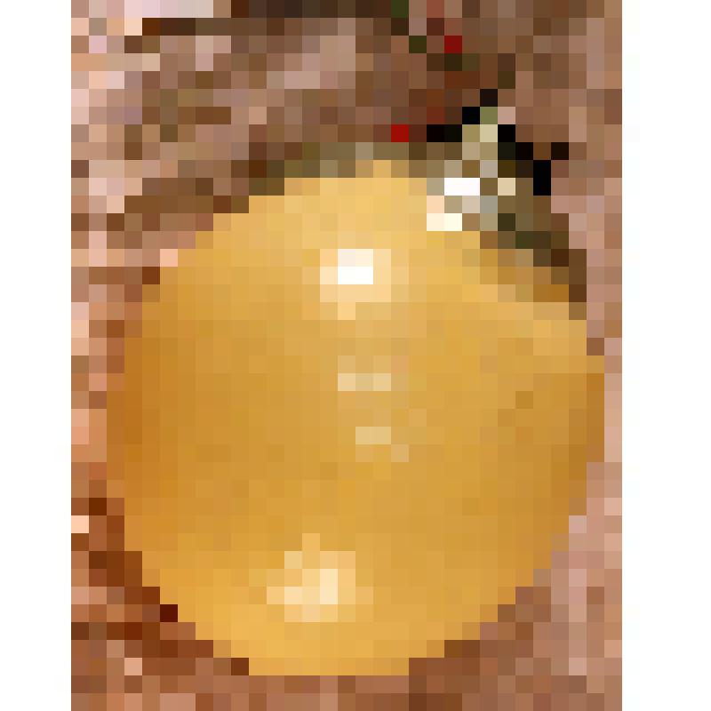 Игрушка елочная. Лимон (?) (светло-желтый) с серебристо-зеленым чашелистиком (?), из коллекции игрушек для Новогодней елки