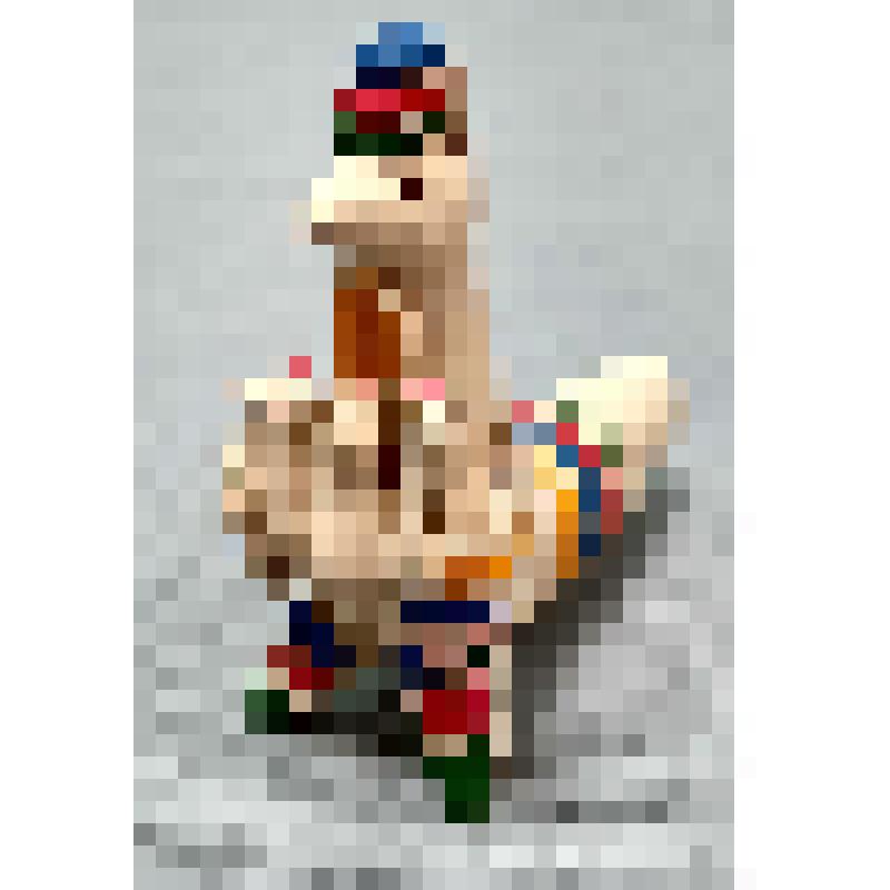 Глиняная народная игрушка-свисток "Петушок с тремя курочками"