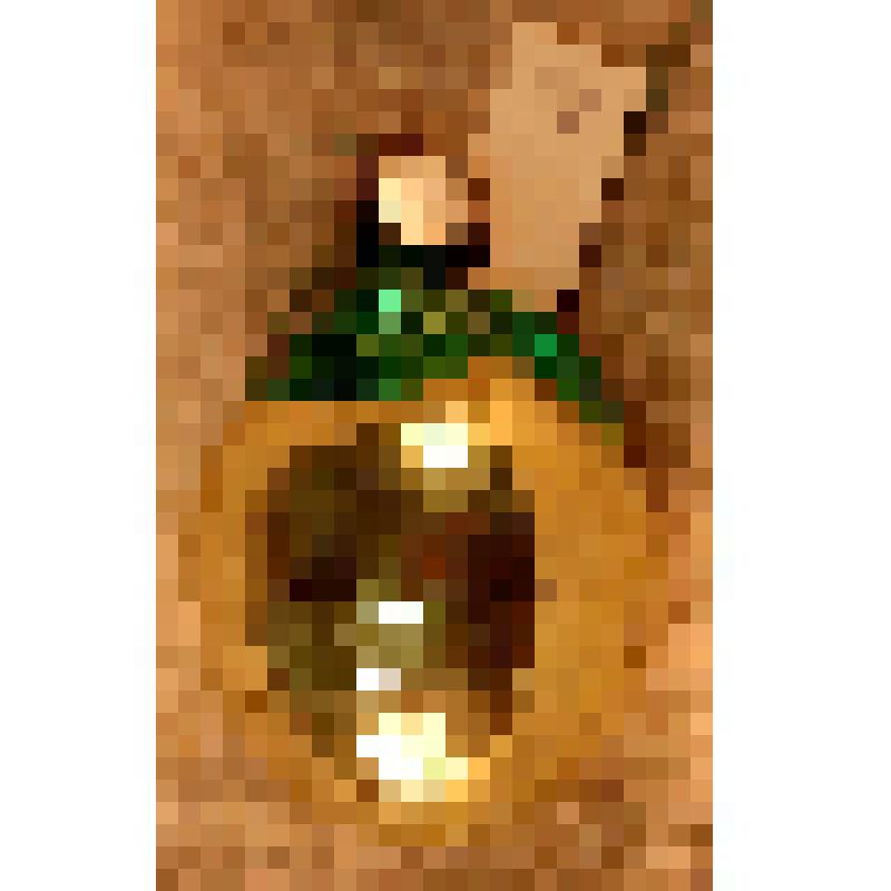 Игрушка елочная. Лимон (?) (золотистый) с зеленым чашелистиком (?), из коллекции игрушек для Новогодней елки