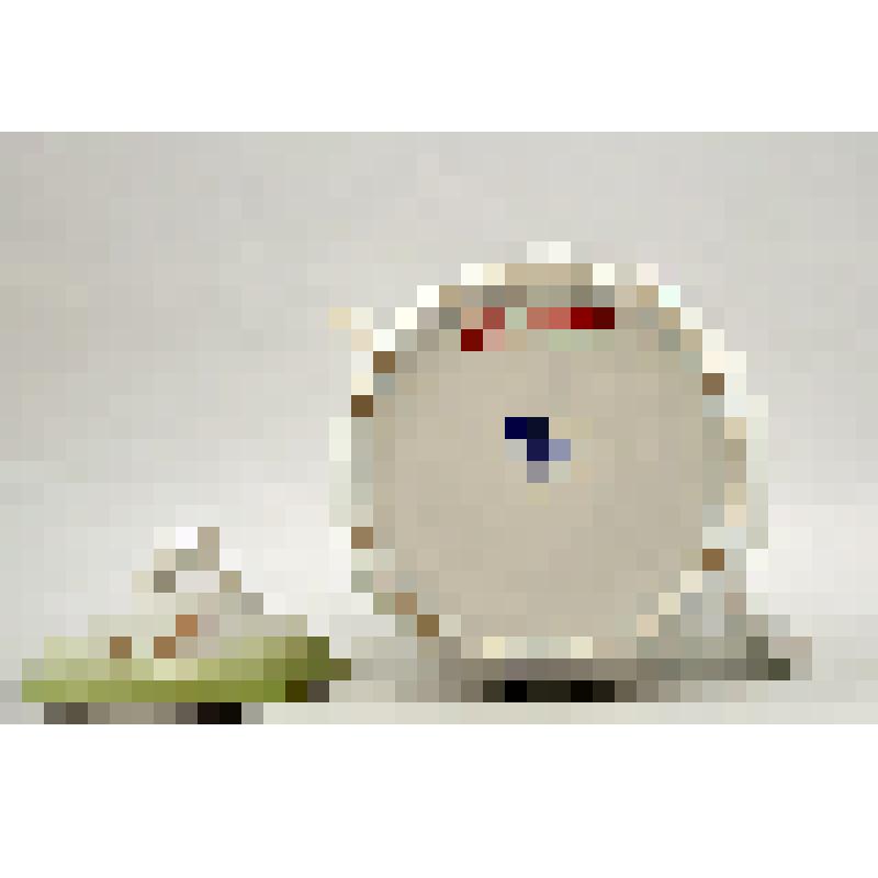 Чайник с крышкой бело-зелёный с изображением ветки шиповника