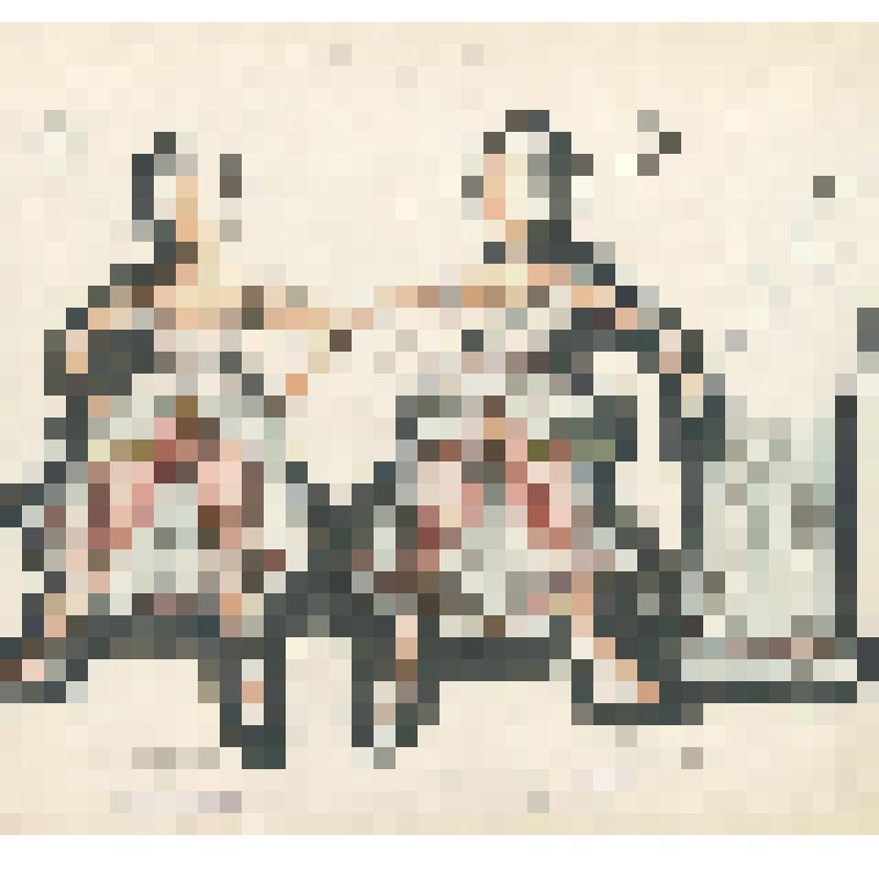 Эскиз костюма Анфисы и Раисы Пиженовых - персонажей спектакля "Женитьба Бальзаминова или праздничный сон до обеда" по пьесе А.Н. Островского Кинешемского драматического театра им. А.Н. Островского