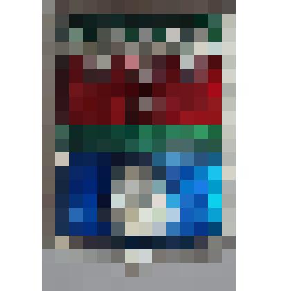 Значок- герб города  Волгоград красно- синего цвета