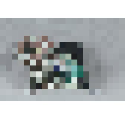 Изразец неправильной формы рельефный полихромный с изображением головы левого сирина; цвета: темно-зеленый, изумрудный, терракотовый, белый и кобальтовый. 
Камин керамический, разноцветный, по рис. худ. Врубеля на тему "Микула Селянинович и Вольга"