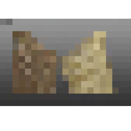 Массивный фрагмент плитки, трапецивидной формы, розового цвета, одна сторона покрыта известковым налётом