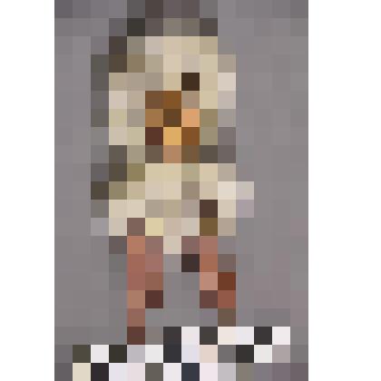 коллекция В.Ф. Лагодича. Фигурка «предка». Деревянная статуэтка человекообразного существа без рук. На лице медная маска с рогами, в уши продеты серьги из белого метала, на ногах такие же браслеты. Одежда и головной убор из белого меха. Груди закрыты лату