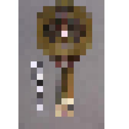 коллекция В.Ф. Лагодича. «Ручное зеркало эпохи бронзы». Латунное зеркало. Ручка украшена скифо-сибирским звериным стилем, навершие изготовлено в виде безрогого животного, глаза из красного камня. Основание ручки в виде оленя на рогах которого держится дис