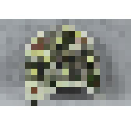 Изразец в форме закомар рельефный полихромный (центр) с изображением левого фрагмента туловища дракона; цвета: светло-желтый, светло-зеленый, зеленый, коричневый. 
Камин керамический, разноцветный, по рис. худ. Врубеля на тему "Микула Селянинович и Вольга