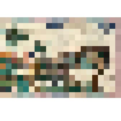 Вышивка на ткани белого цвета – город в горах